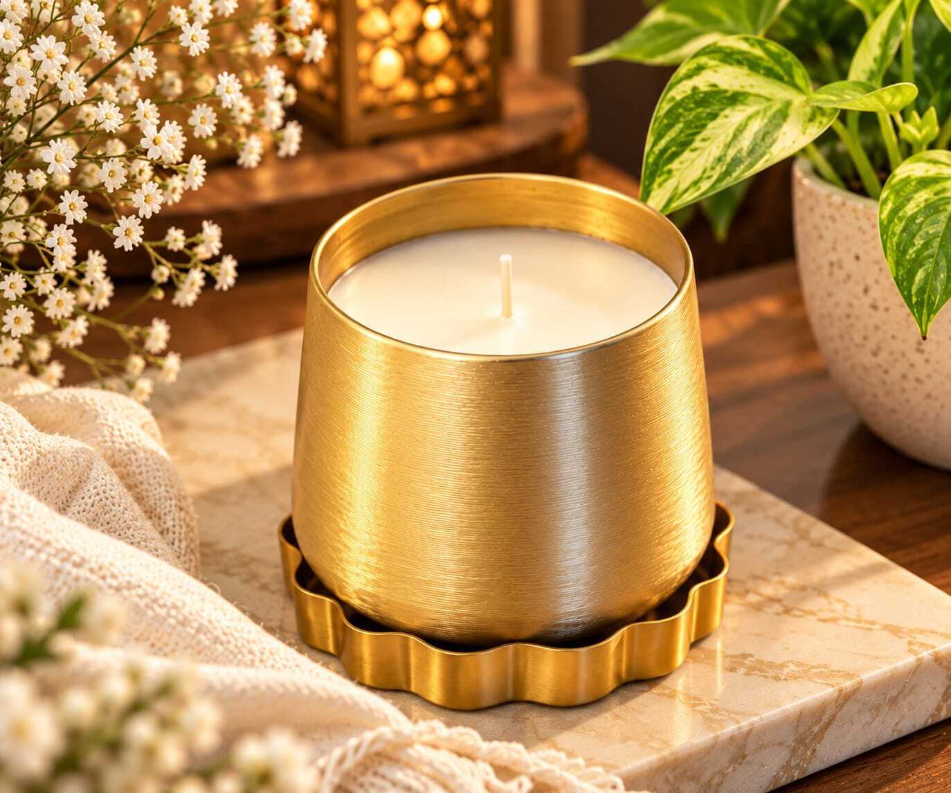 Golden Metal Luxe Jar Candle - View 2